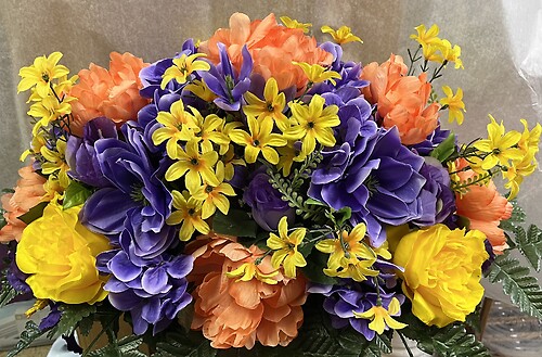 PURPLE, PEACH &amp; YELLOW Silk Saddle