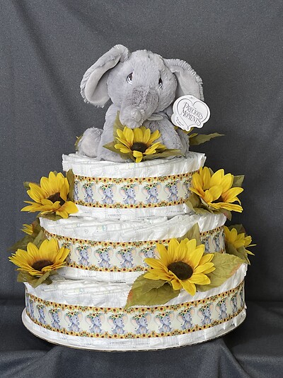 Precious Moments Tuk the Elephant Diaper Cake