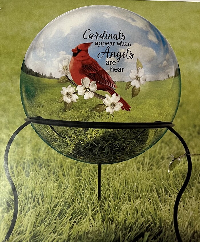 10" Cardinal Memorial Gazing Ball with Stand