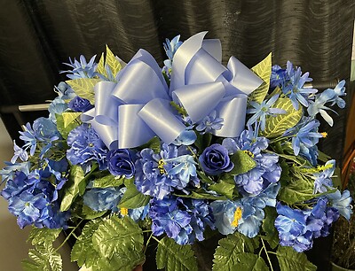 Blue Hibiscus/Zinnia Silk Saddle