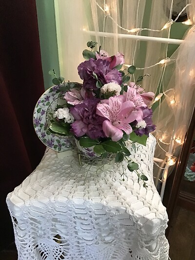 Purple Posy Teacup &amp; Saucer
