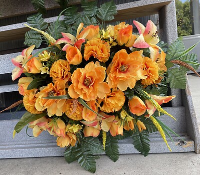 Tangerine Peony/Lily Silk Saddle