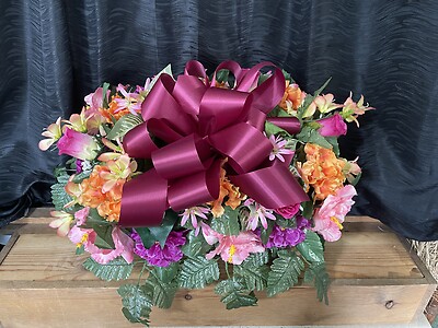 Pink &amp; Peach Hibiscus/Zinnia Silk Saddle