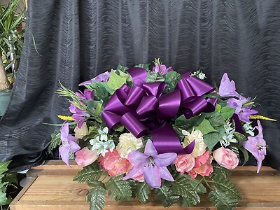 Purple &amp; Pink Peony/Lily Silk Saddle