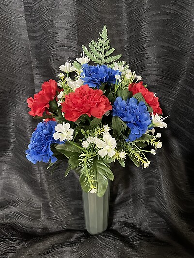 Red, White, and Blue Silk Side Vases