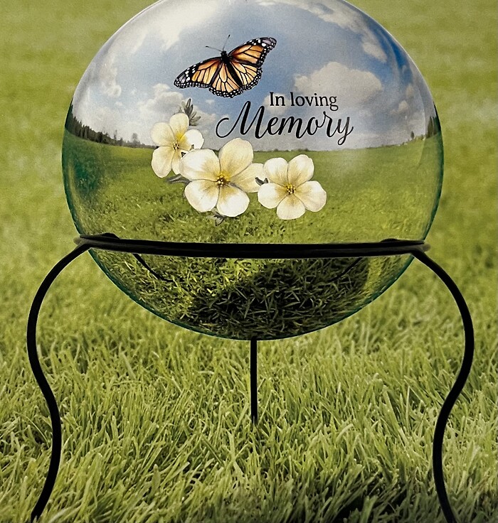 10" Butterfly In Loving Memory Gazing Ball