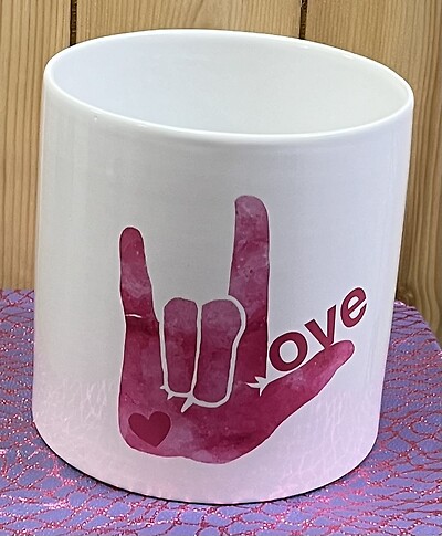Pink Love Sign Pot