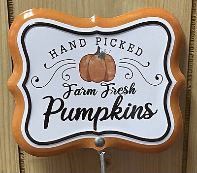 Metal Hand Picked Pumpkins Sign