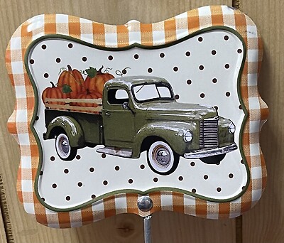Metal Truck Hauling Pumpkins Sign